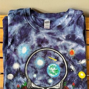 VTG 1997 Grateful Dead Tie-Dye Steal Your Face Large Gildan Space Skull & Roses